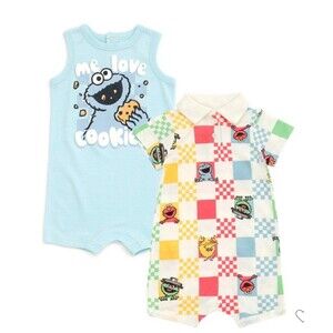 NWT Baby Boys Sesame Street Short Sleeve 2-pc. Romper 3-6m